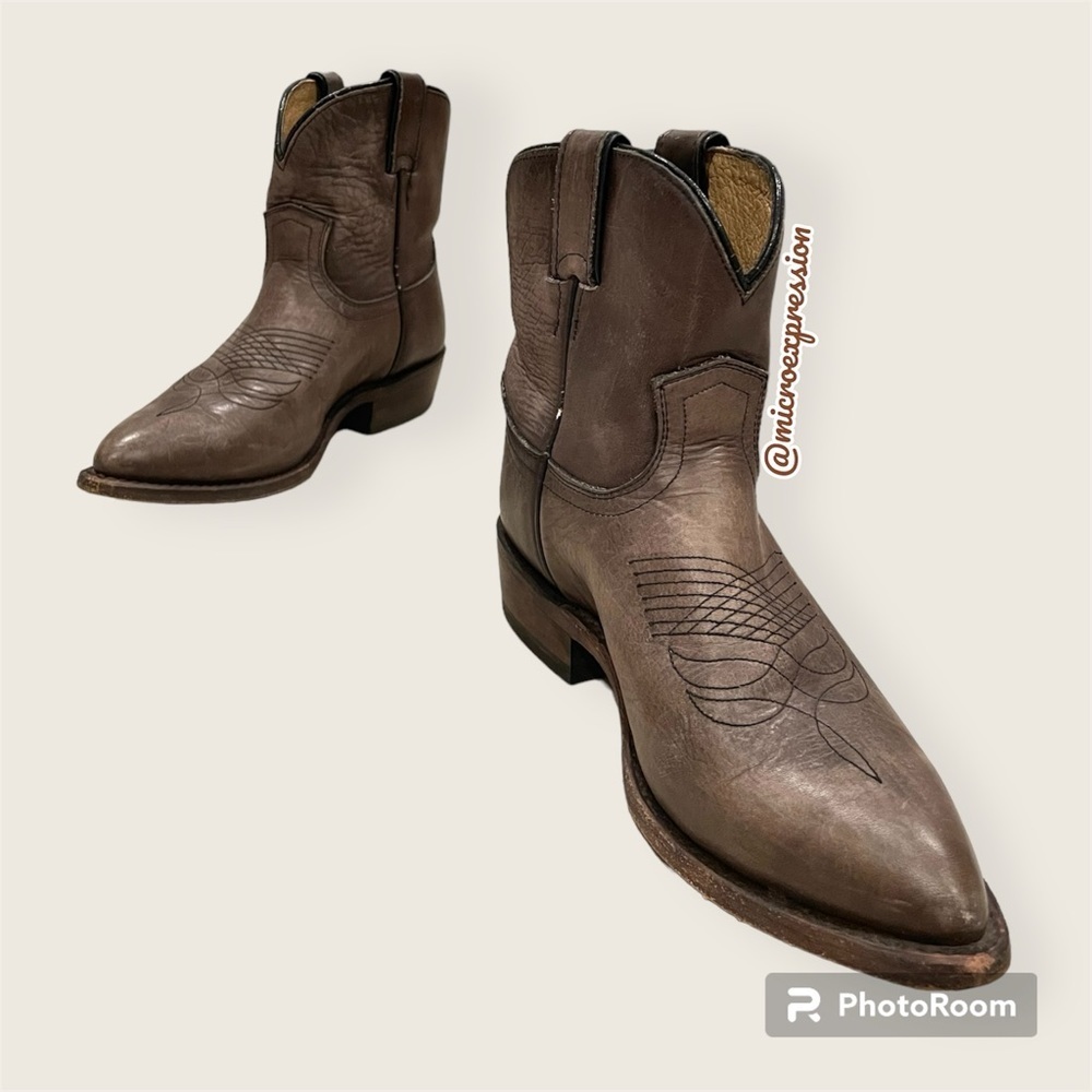 $379 Frye Billy Pull On Brown Real Leather Western Southern Cowboy Short Boot - Picture 13 of 14